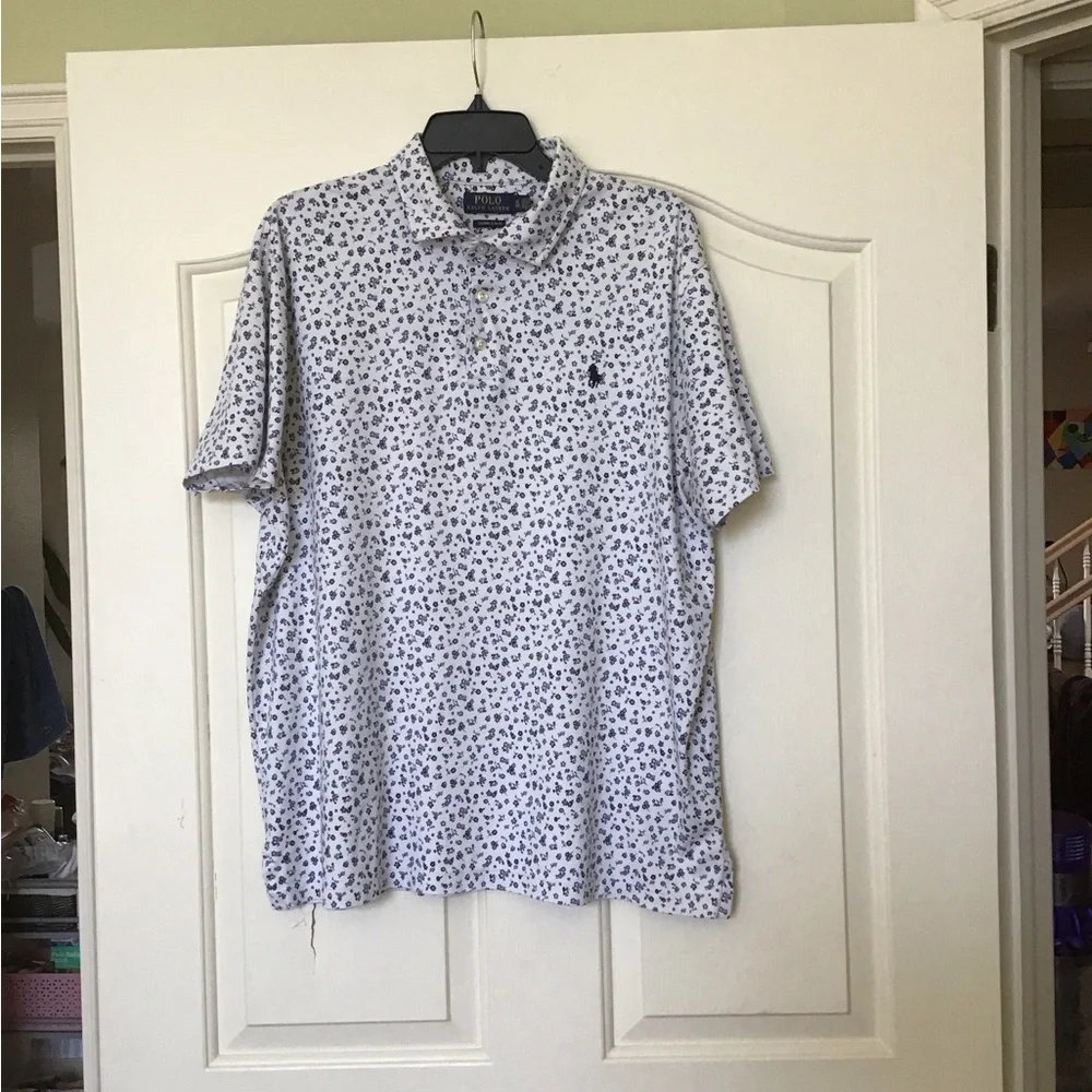 Ralph Lauren White Polo with Navy Floral Print